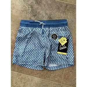 Art Class Boy's Shark Fin Print Swim Trunks UPF 50+ Blue/White Size: XS NWT